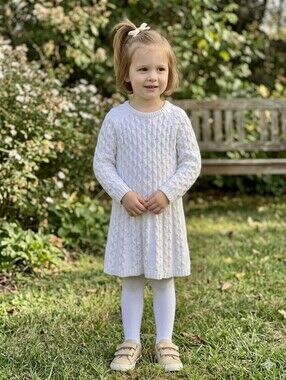Love Squared Cream Cable Knit Long Sleeve Dress 90% Polyester 10%metalico
